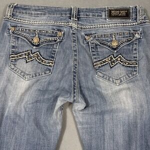 JEANS Miss Me  WOMENS 32 EASY Boot Cut THICK‎ STITCH BLING